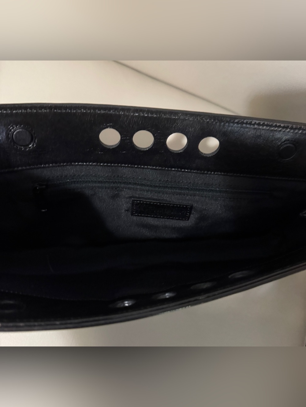 Banana Republic Vintage Black Leather Clutch with Perforated Detail - Picture 4 of 6